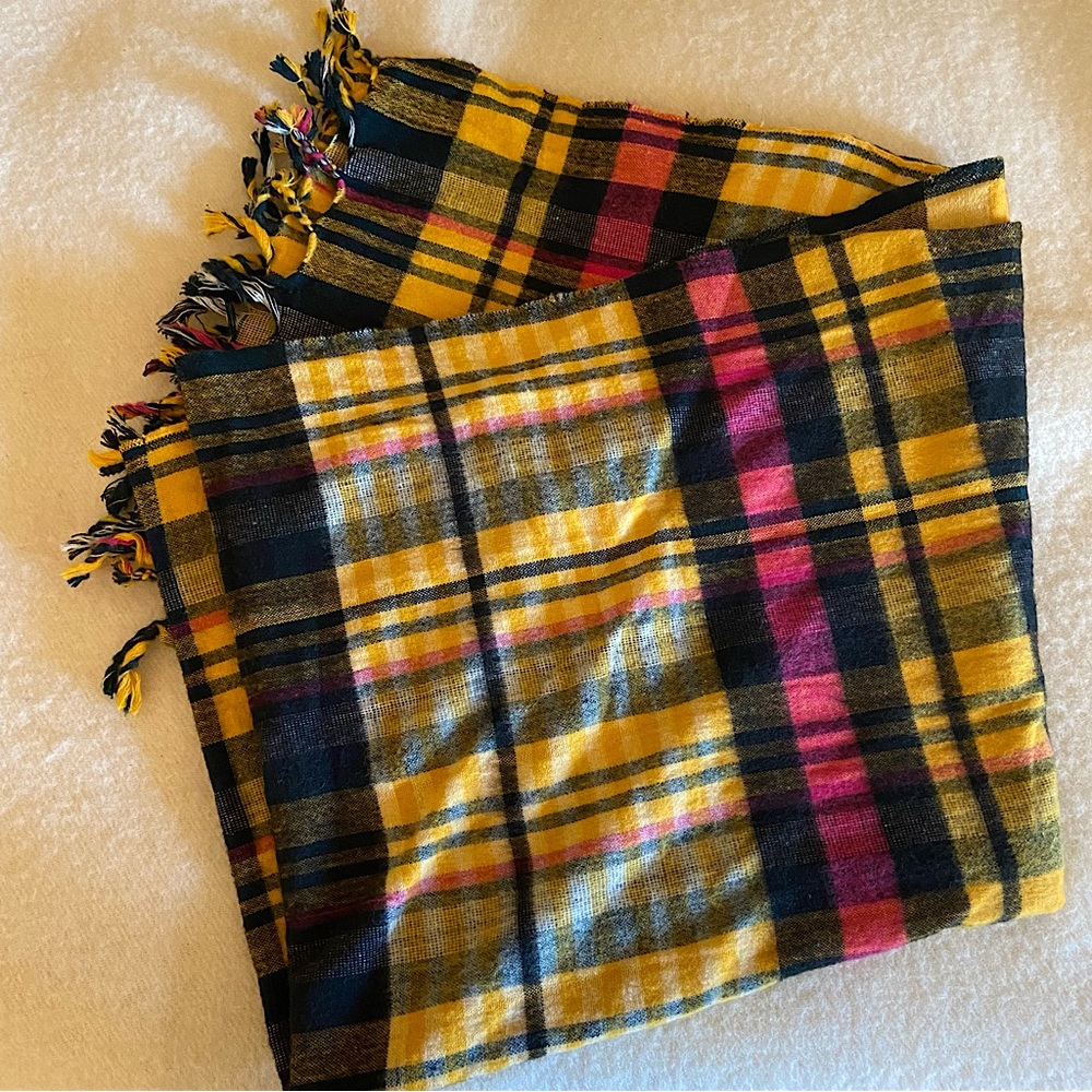 Yellow plaid Zara large scarf